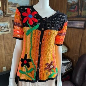 Handmade Crochet Floral Sweater Top